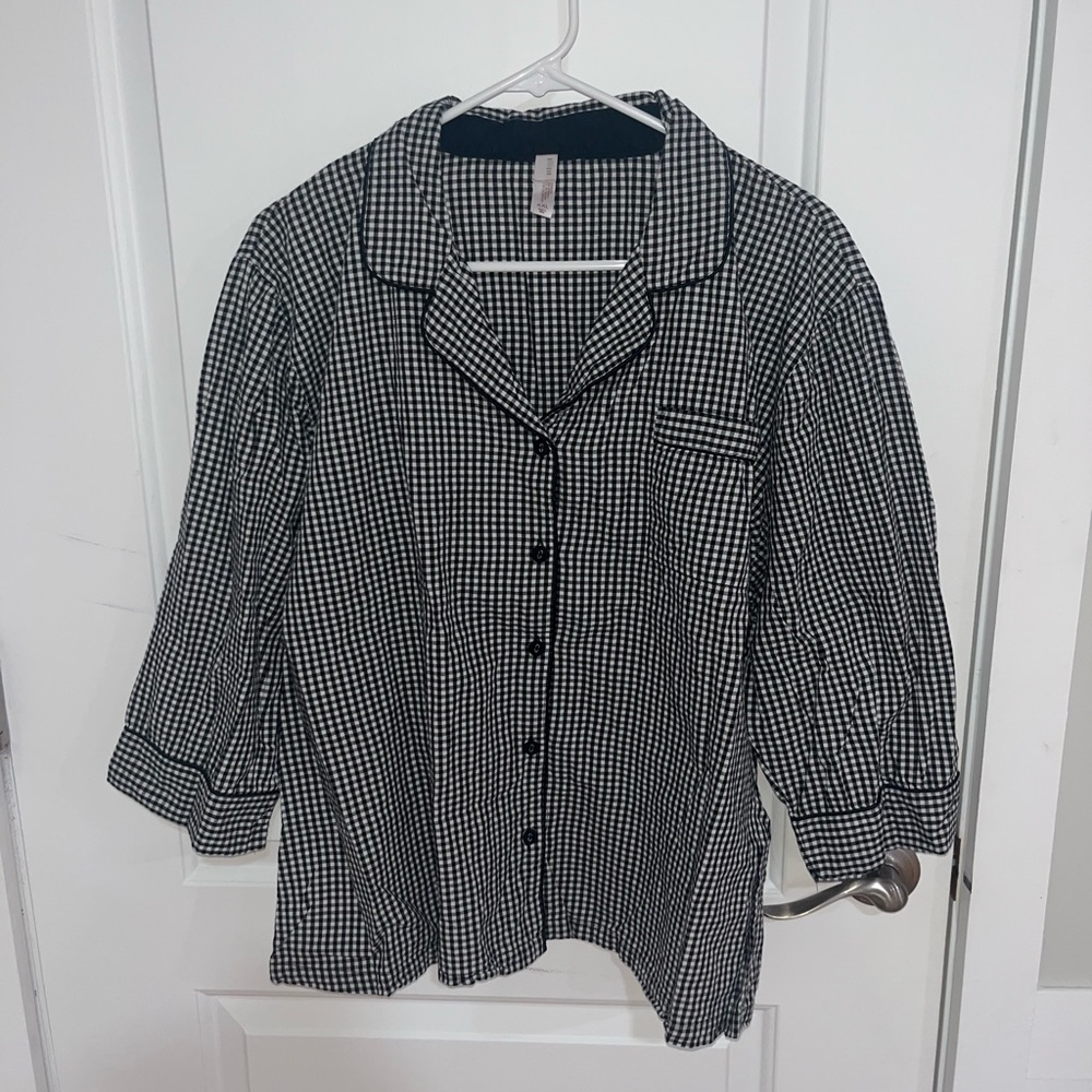 Gilligan & O'Malley Black and White Checkered Shirt XXL